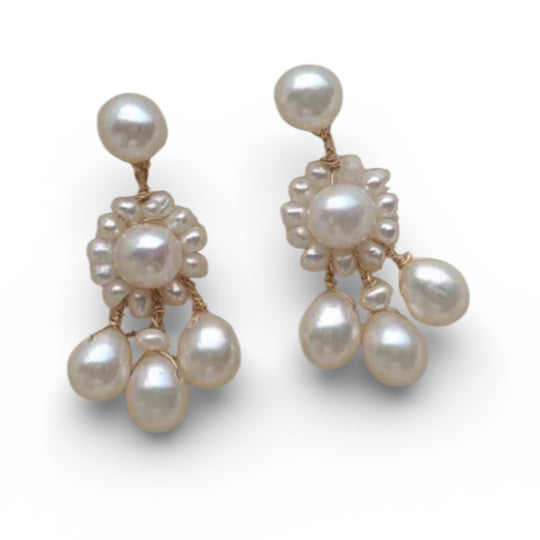 Sun Flower - Oorbellen - Zoetwaterparel