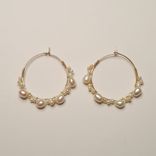 Bloom Hoops - Oorbellen - Zoetwaterparel