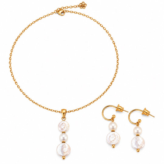 Venezia - Parelset Ketting en oorbellen - Zoetwaterparel