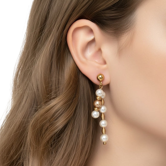 Double Pearl Drop - Oorbel - Zoetwaterparel