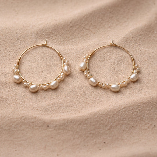 Bloom Hoops - Oorbellen - Zoetwaterparel