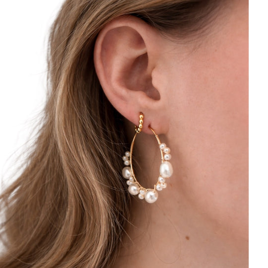 Bloom Hoops - Oorbellen - Zoetwaterparel