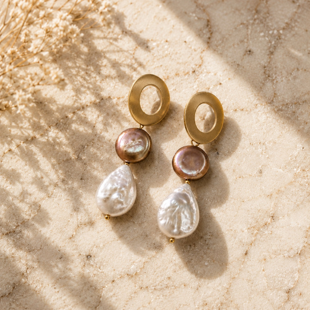 Patricia -  Oorbellen- Zoetwaterparel