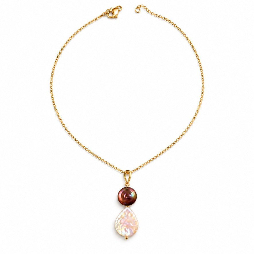Verona parelketting met bruine en witte zoetwaterparel