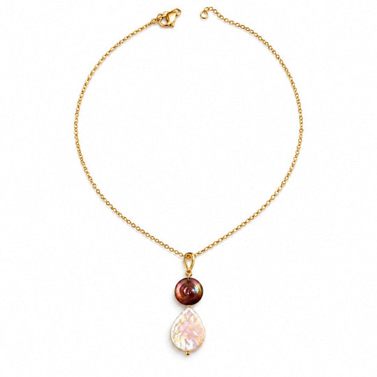 Verona parelketting met bruine en witte zoetwaterparel