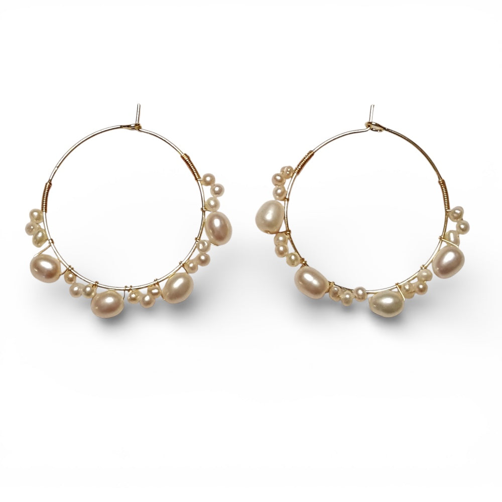 Bloom Hoops - Oorbellen - Zoetwaterparel