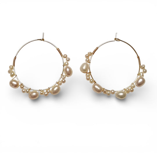 Bloom Hoops - Oorbellen - Zoetwaterparel