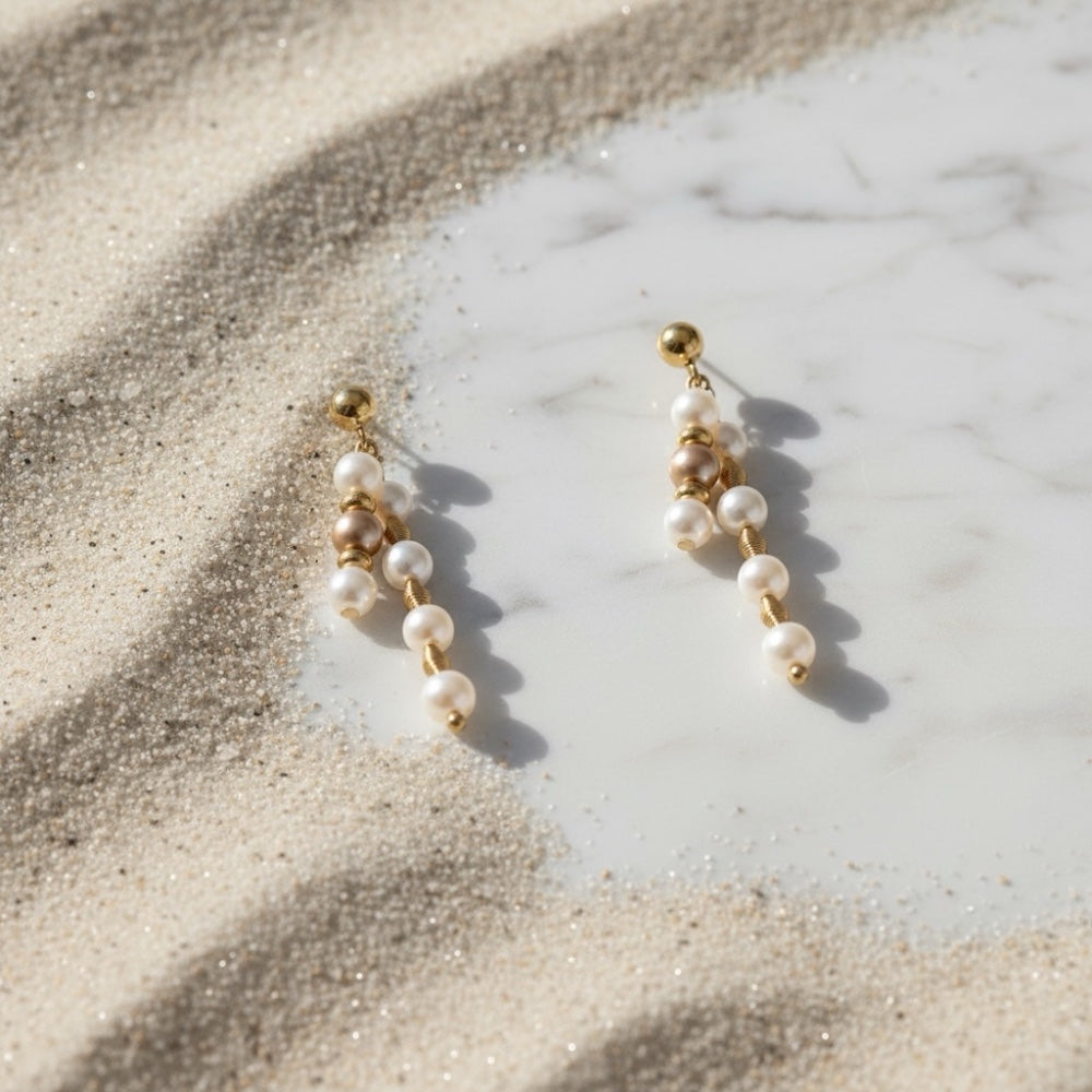 Double Pearl Drop - Oorbel - Zoetwaterparel