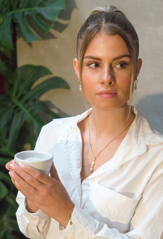 Venezia Set - Ketting - Oorbellen - Zoetwaterparel